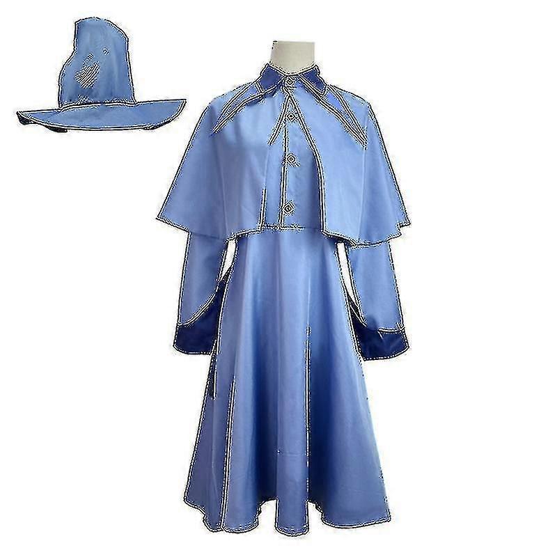 Womens Blue Dress Cape Hat Set Role Play Costume