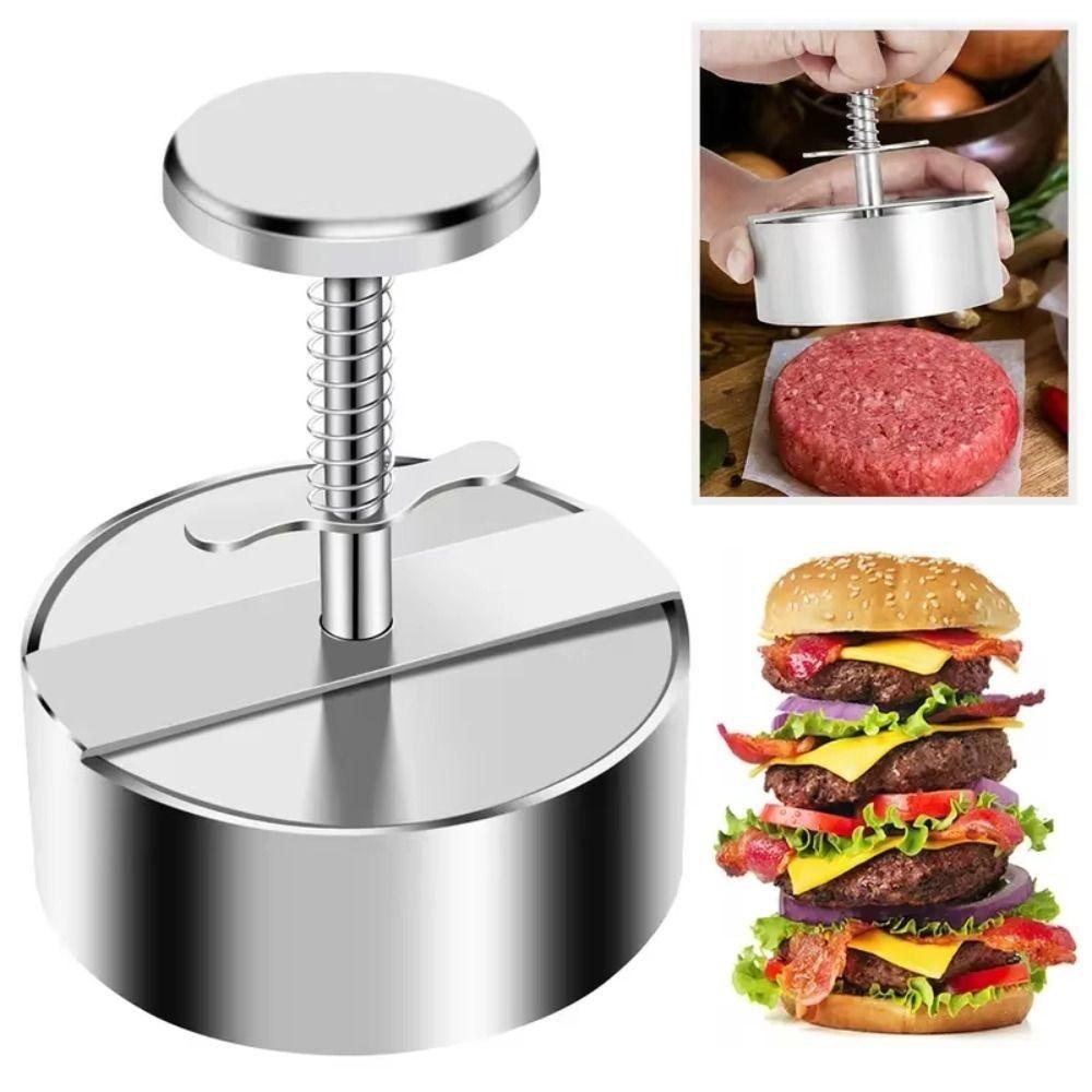 Stainless Steel Hamburger Press Mold 8/10/11/14cm Rice Ball Mold Thickness Burger Patty Maker  BBQ