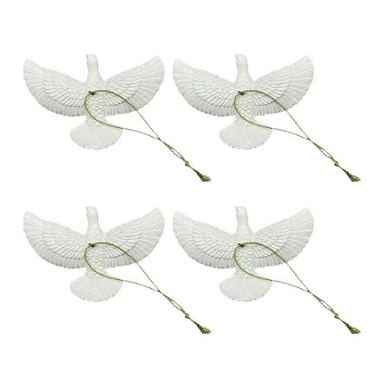 Pigeon Christmas Ornament Artificial Peace Bird Hanging Decoration Resin White Bird with String for Christmas Tree Decor