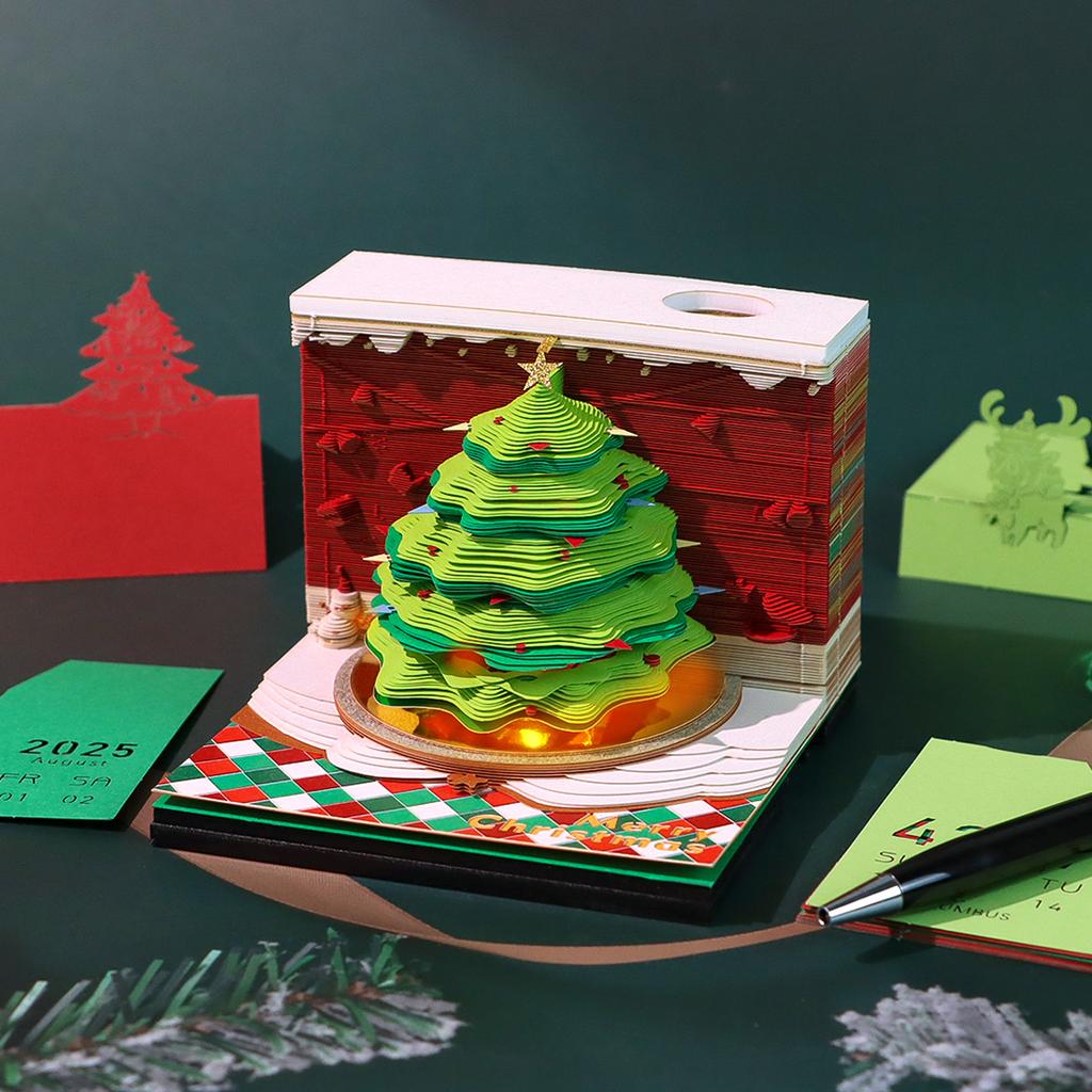 Calendar In 2027 Punch In Desk Calendar Creative 3D Paper Sculpture Desktop Decoration of the Christmas Office