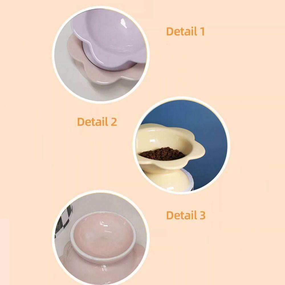 Ceramic Pet High Foot Bowl Cute Pet Drinking Feeder Anti Knock Cat Bowl  Neck Protection