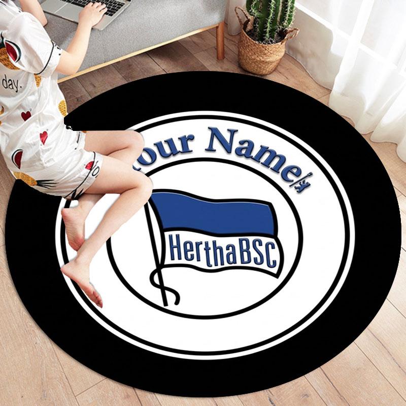 Hertha BSC Custom Name Round Area Rug,Carpet Rug for Living Room Bedroom Sofa Playroom Decor,Non-slip Floor Mat