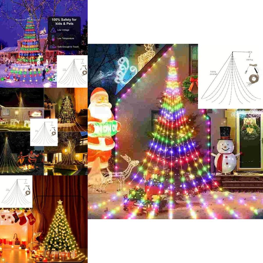 Led Christmas 2m Waterfall Light Usb Power Supply Garden Courtyard Decoration