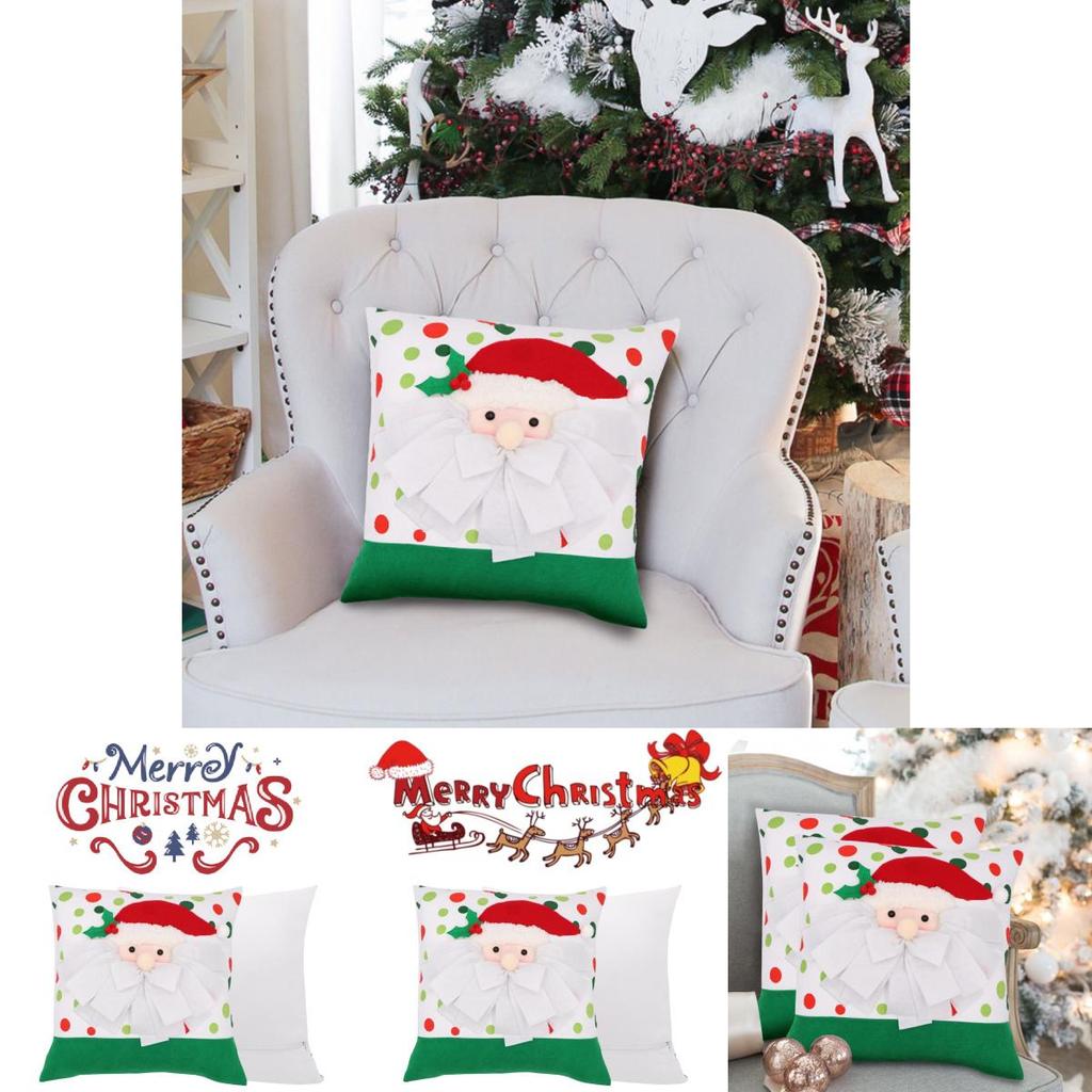 Festive Christmas Santa Claus Pillow Cover Cozy Decorative Cushion For Holidays