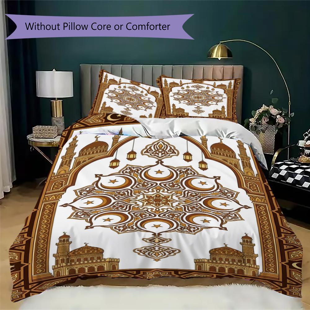 Muslim Pattern Bedding uilt Set uilt Cover Pillowcase Home Decoration Birthday Gift (1 * duvet cover + 2 * pillowcase  without core)126