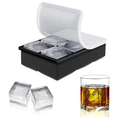 1 ks Formy na ľadové kocky Veľká veľkosť Flexibilné 6-dielne Štvorcové formy na ľadové kocky s vekom na Whisky a Koktaily Udržujú nápoje chladené