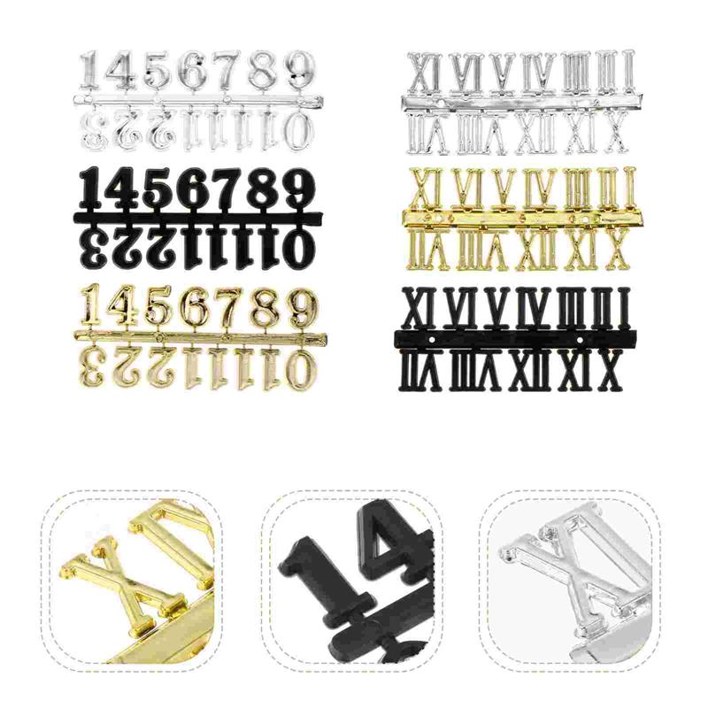 6 Pcs Quartz Wall Clock Accessories Gold Number Stickers Roman Numerals Kit Plastic Number Clock Roman Number Accessories M
