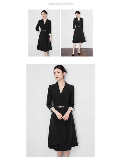 Intellectual Commuting Smart Formal Dress with Detachable Collar - Early Autumn Collection
