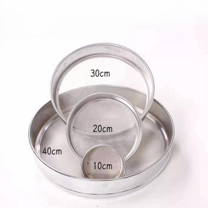 1pcs Lab 4-400 Mesh Stainless Steel Standard Test Sieve Dia 20cm Sampling Flour Sieve with Double-layer Punching Frame 12 mesh(1.6mm)