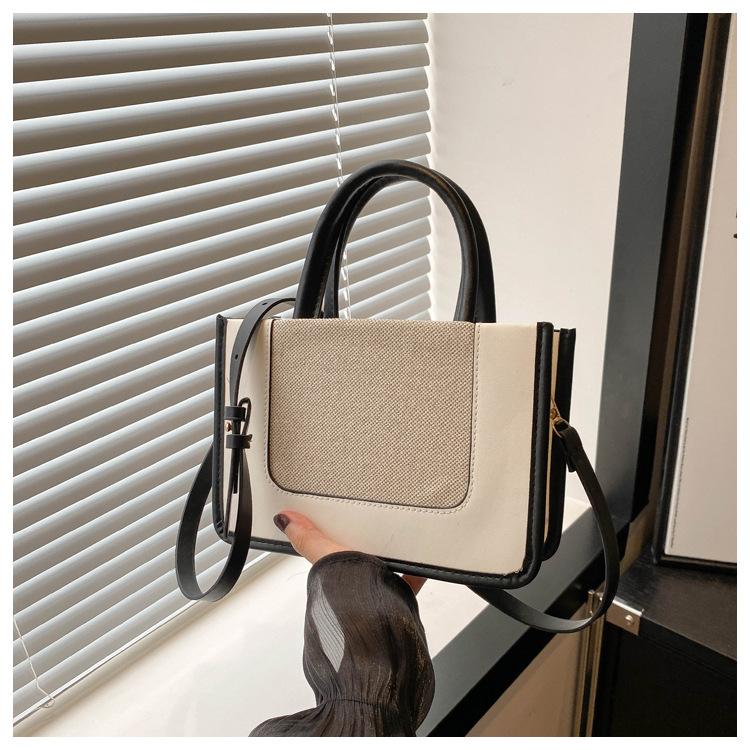 

2025 summer new daily portable webbing commuter splicing contrasting color casual crossbody shoulder women s small square bag білий