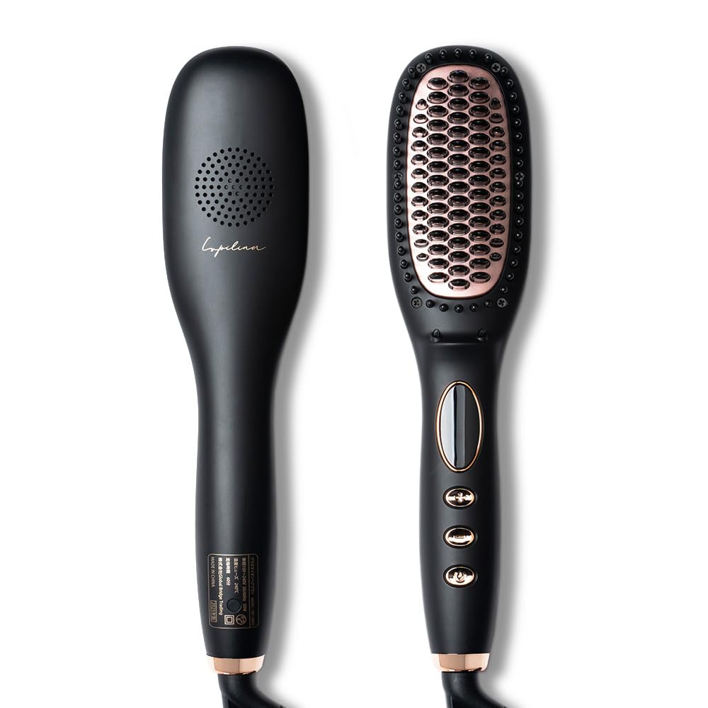 Fer à lisser ionique à plasma thermique Lisse et fait briller en seulement 3 minutes Brosse Lupilina® à friction réduite, Brosse, Matin, (Noir, Régulier)