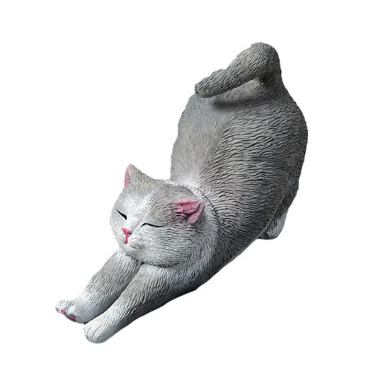 Mini Estatuetas de Gato Fofas Resina Gato Estátua se Esfriando Escultura de Gatinho Pequeno para Interior