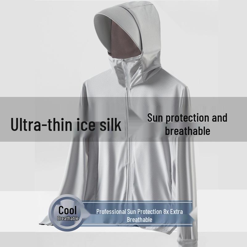 Men's Ultra-Thin Ice Silk Hooded Windbreaker: Breathable Sun Protection Jacket for Summer & Fishing