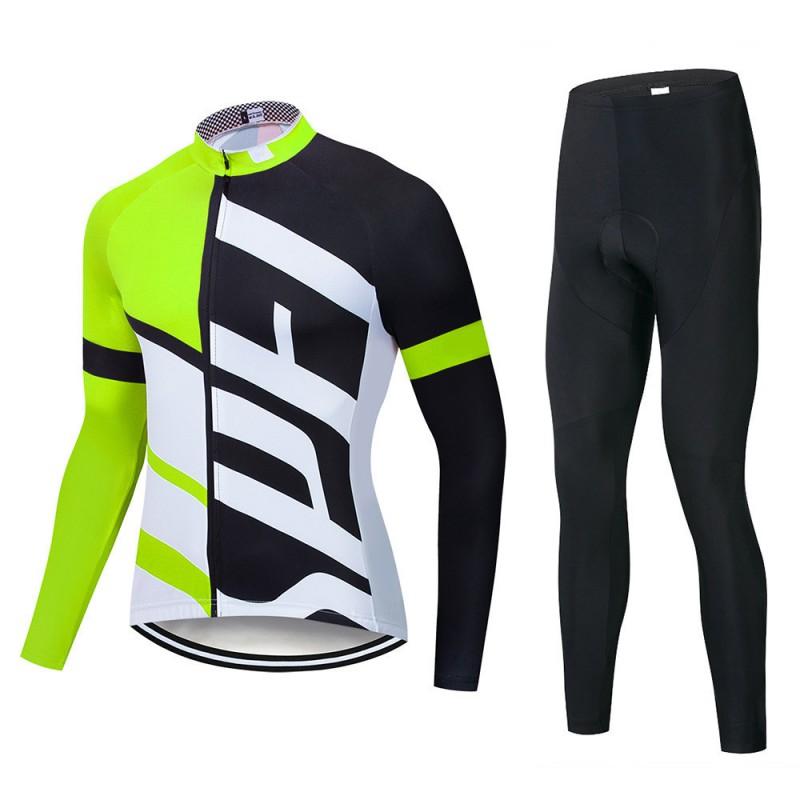 Men Women Cycling Bib Jersey Set Lightweight Breathable Long Sleeve Bike Outfit