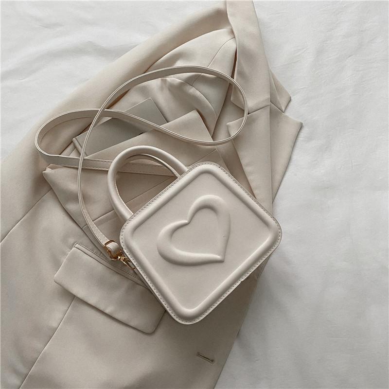 Retro Texture Small Bag Women 2025 New Trend Fashion Casual Love Shoulder Messenger Bag Portable Small Square Bag