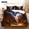 Pink Unicorn Duvet Cover for Kids Bedding Set Cartoon Flying Horse Design Bedroom Decor