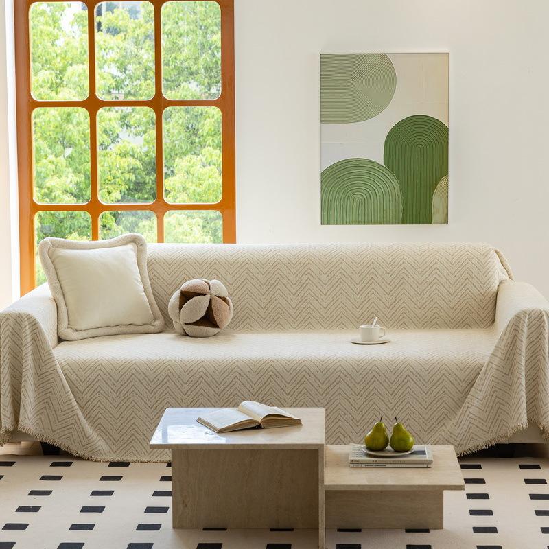 Striped Sofa Cover Anti Scratch Chenille Towel Blanket Thick 1/2/3/4 Seater Couch Chair Furniture Protector for Pets