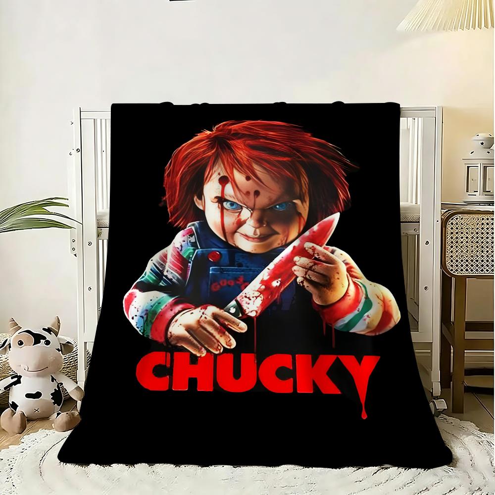 C-Chucky Horror Movie Throw Soft Flannel Throw Blanket, Lightweight Breathable Summer Nap Blanket For Home Travel Cozy Decor