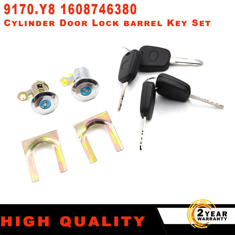 New Front Left Right Cylinder Door Lock Barrel With Key 9170Y8 1608746380 For Citroen C1 Peugeot 107 Toyota Aygo Car Accessories