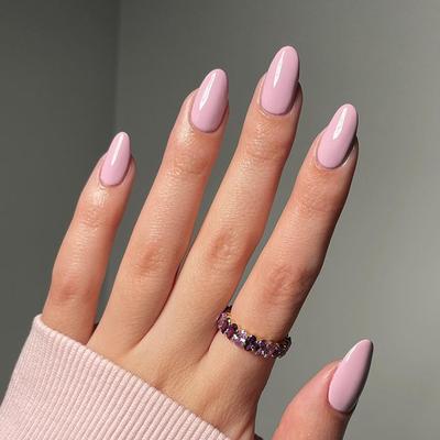 Solid Color Fake Nail Manicure Pieces Nail Pieces Short Almond-Shaped Almond Nail Pieces Purple Short Nail Pieces 30 Pieces