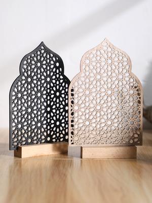 1pc Ramadan Ornaments Hollow Wooden Ornaments Eid Mubarak Happy Ramadan Muslim Decor Ramadan Kareem Holiday Decorations