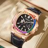 ONOLA 3855CH Luxury Watch Luminous Hands Charm Men's Mechanical Cheap Price Fashion Leather Band Automatic Male Watches