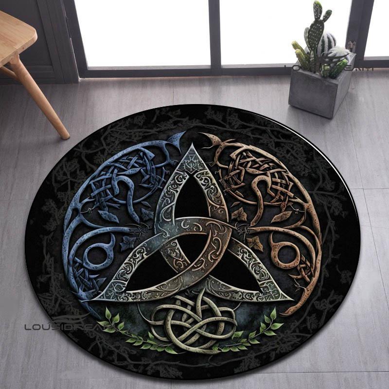 Tree of Life Retro Printed Round Carpet Living Room Bedroom Beautiful Carpet Non -slip Door Pad Floor Mats Birthday Gift