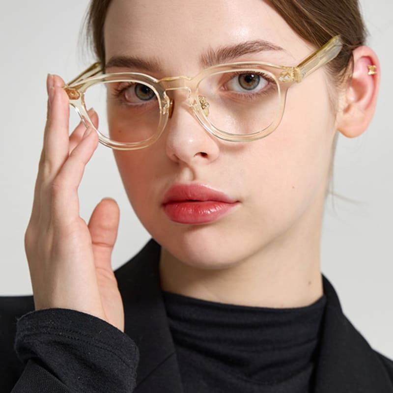 RECLOW RECLOW LAND TEMPLE NO.3 BEIGE Acetate Blue-Glow VER Glasses