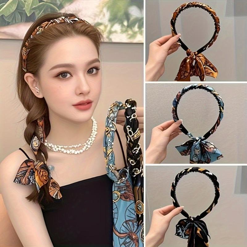3Pcs/set Streamer Chain Tie Hair Integrated Braided Headband Women's Pressure Hair Headband Versatile Hair Bundle