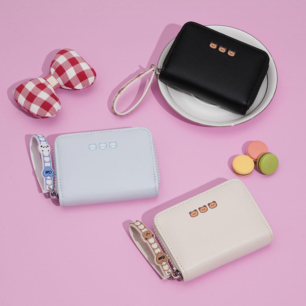 Dopamine Color Mini Women's Short Wallet Compact Cute Card Holder Money Clip Pocket For Student Cash Coin Storage Oragnizer