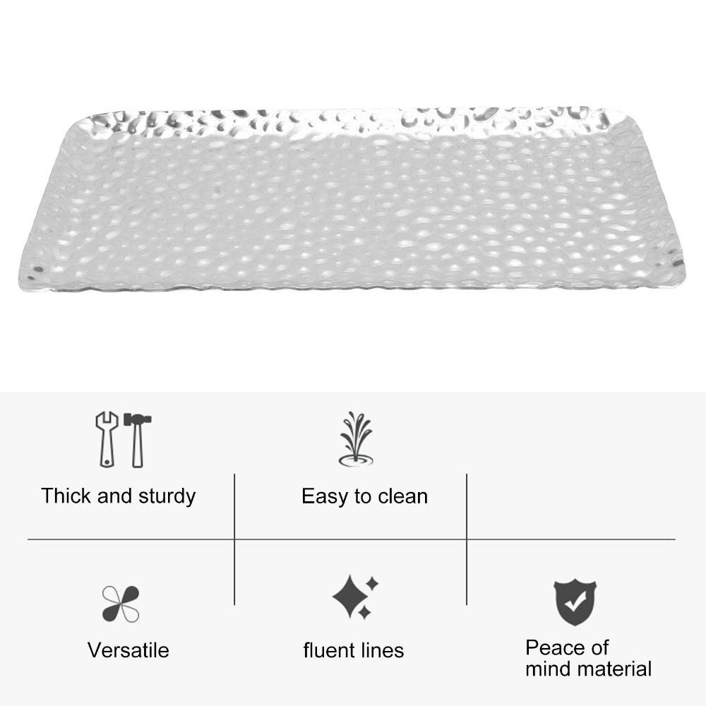 Rustless Steel Fruit Tray Silver and Golden Storage Tray Space-saving Hammered Tray Tea Serving