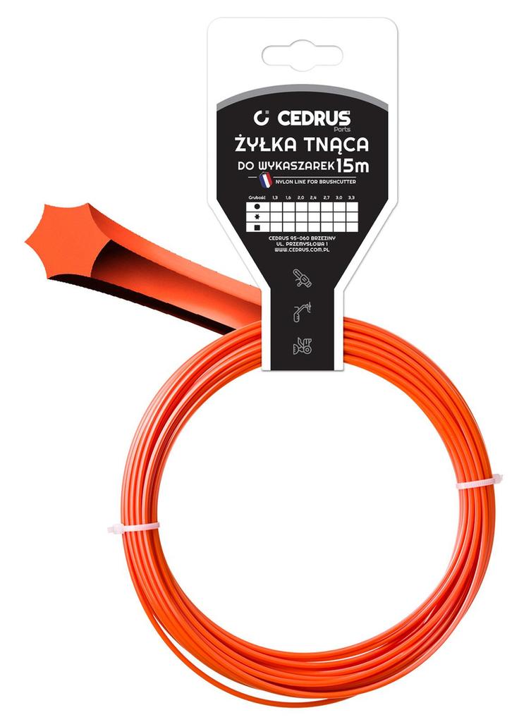 Żyłka Tnąca 2.4/15M K Gwiazdka Pomarańcz Dbplcedcn01/24Hoy