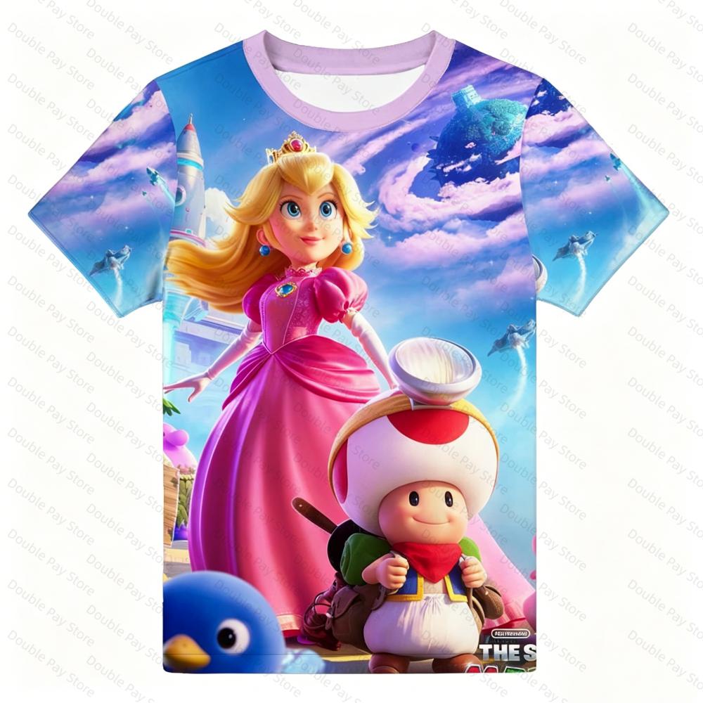 Newest 2026 The Super Mario Galaxy Movie 3D Print Tops Cartoon Children Short Sleeve T-shirt Summer Popluar Funny Mario Tees