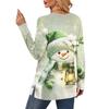 Women's Christmas Printed Round-neck Long-sleeved Top With Pockets And Side Slits