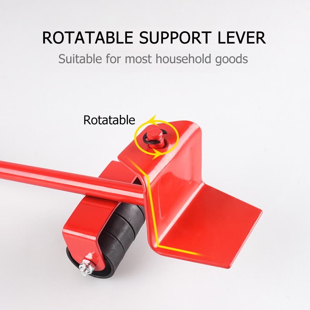 5pcs Furniture Transport Lifter Tool Heavy Stuffs Moving Wheel Bar Mover Device