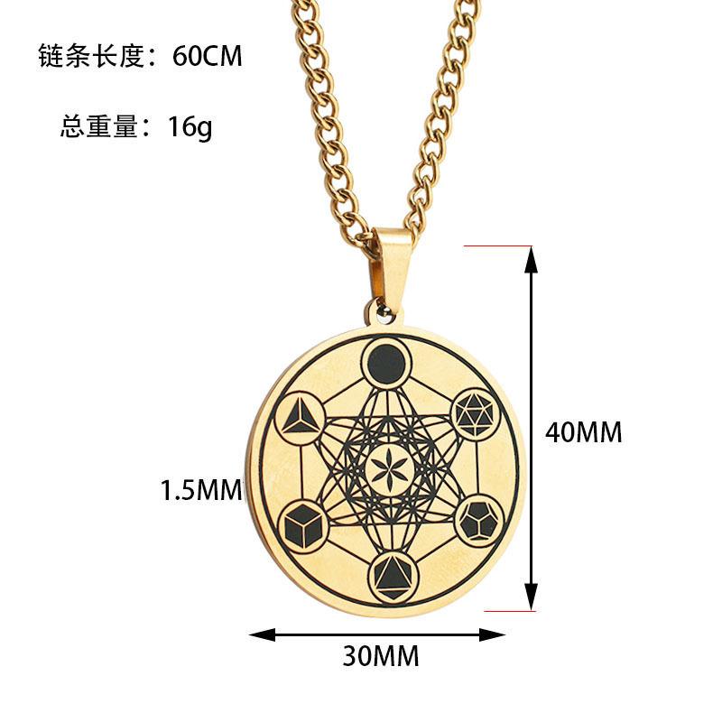 Metatron's Flower of Life Angel Solomon Pendant Titanium Steel Necklace