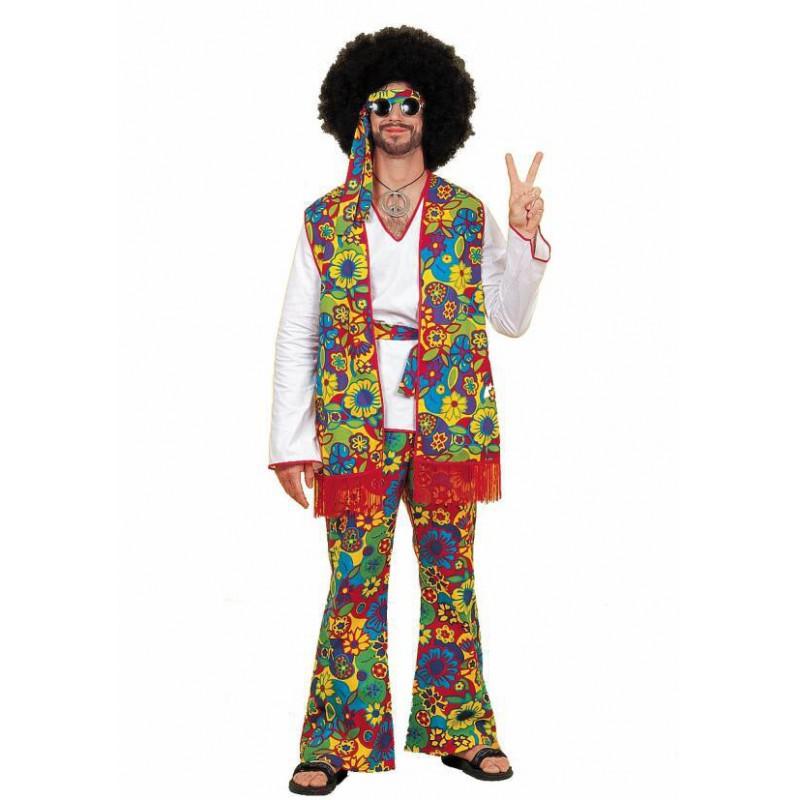 Retro 70s Hippie Costume Men Women Cosplay Party Stage Outfit Set With Headscarf Wig Vest Belt