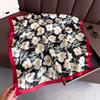 Korean version of flower fashion printing silk scarf square scarf high-end shawl sunscreen neck small square scarf headscarf women's scarf