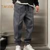 Men Pants Ankle-banded Side Pockets Drawstring Elastic Waist Loose Solid Color Gym Traning Jogging Sweatpants Long Trousersrk.