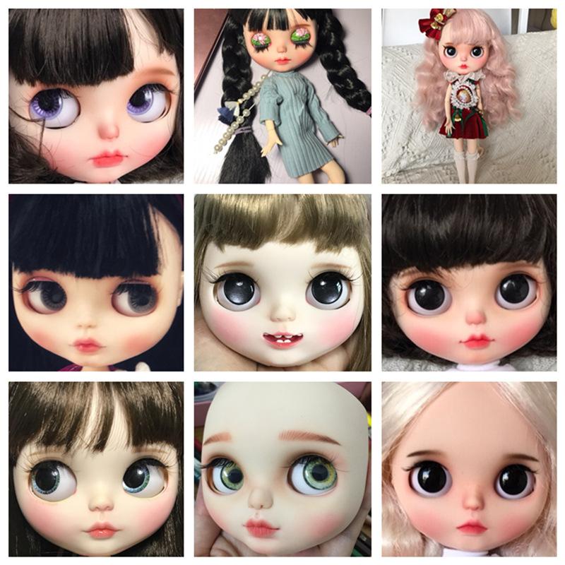 Blyth Doll Face Plate for diy blyth makeuo Including Back Plate and Screws White Black tan Skin Doll Makeup practice face shell