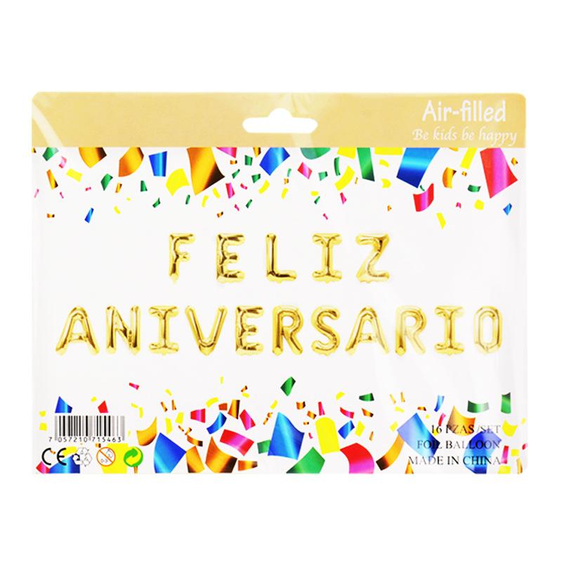

Spanish Anniversary Balloon Felizaniversario Aluminum Film Balloon Set Anniversary Happy Arrangement 16 Gold FELIZANIVERSARIO