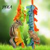 Sugar Glider Hanging Bridge 2Pcs Parrot Chewing Toy with Metal Ring, Colorful Felt Strips, Small Animal Pet Interactive Climbing Activity for