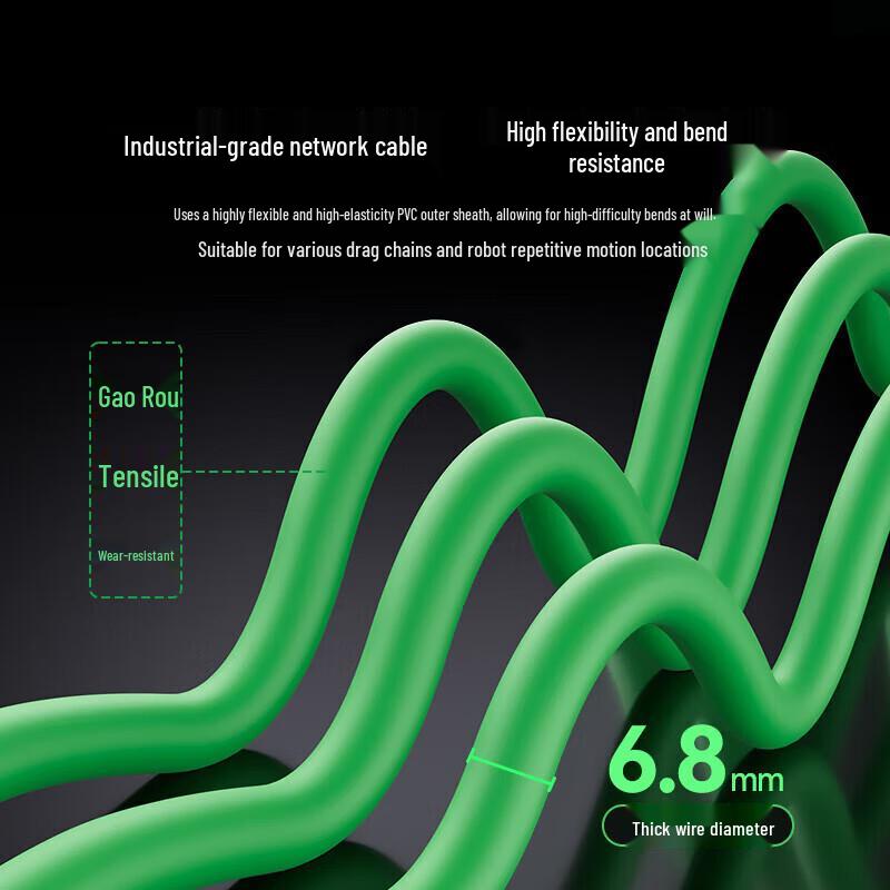 SAMZHE M12 to RJ45 Industrial High-Flex Drag Chain Ethernet Cable