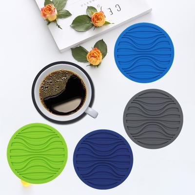 Silicone Coaster Round Non-slip Wave Water Cup Thermal Pad Drain Coffee Cup Mat