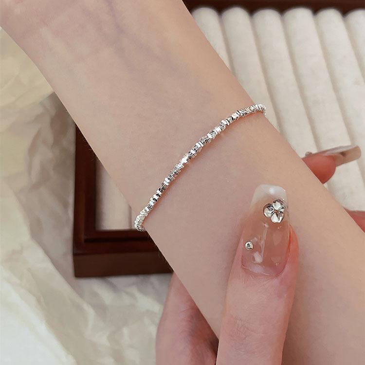 S925 Sterling Silver Shattered Silver Two Bracelets Female Fine Hand Ornaments