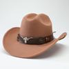 New Western cowboy hat, Tibetan wool top hat, men's and women's autumn/winter outdoor ox-head accessory, travel riding hat
