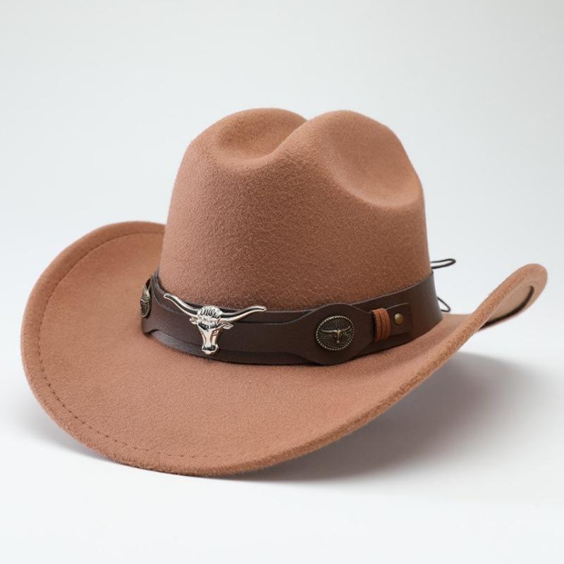New Western cowboy hat, Tibetan wool top hat, men's and women's autumn/winter outdoor ox-head accessory, travel riding hat