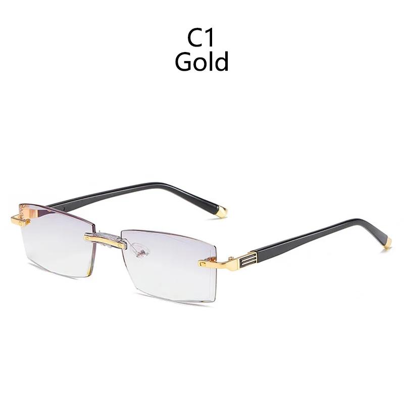 Diamond Anti Blue Light Blocking Rimless Reading Glasses Rimless Anti-Blue Frameless Presbyopic Glasses For Men Women