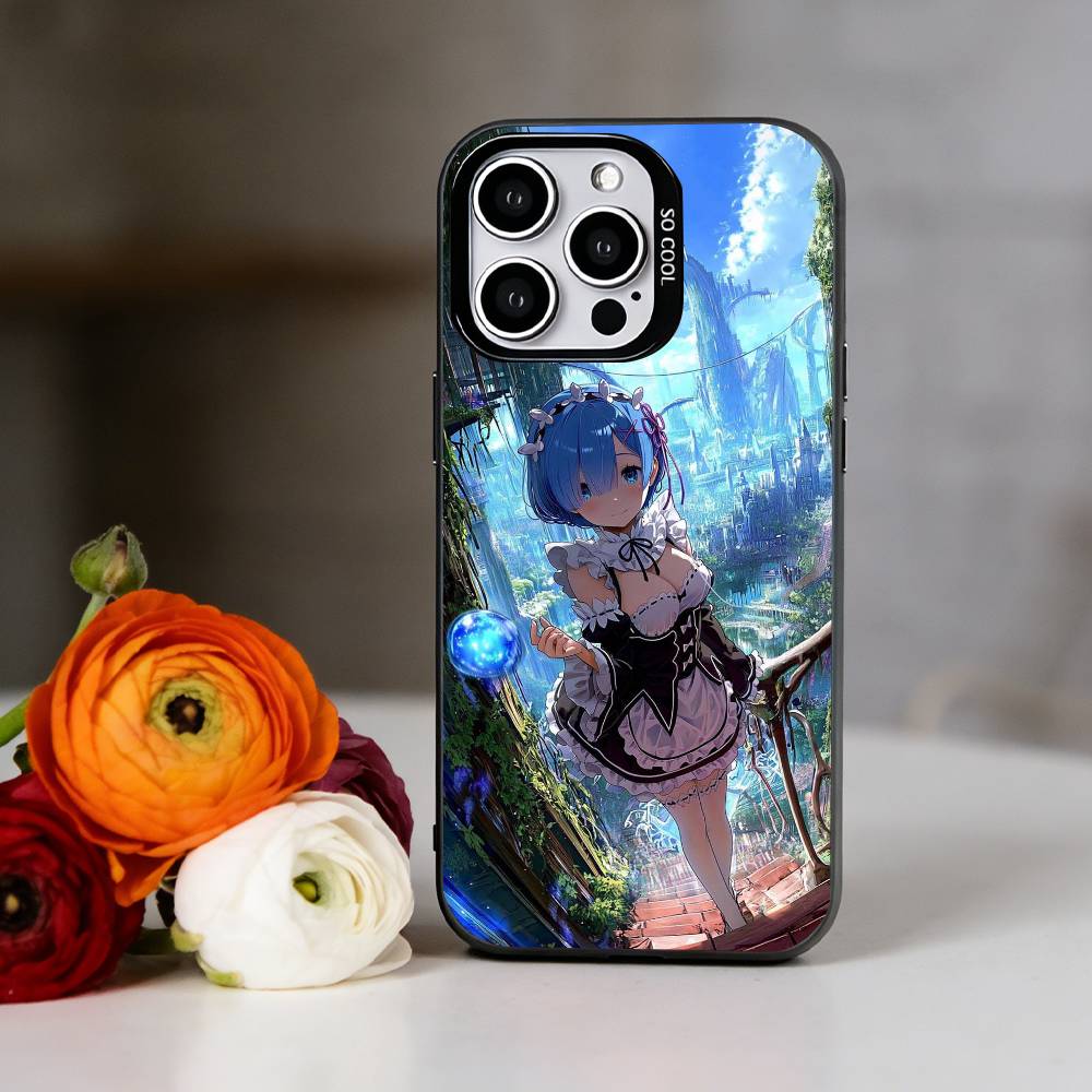 Rem R-Re Anime Z-Zero Phone Case For iPhone 17,16,15,14,13,12,11 Plus,Pro Max,XS,Colored Silver Plated Inside Cover