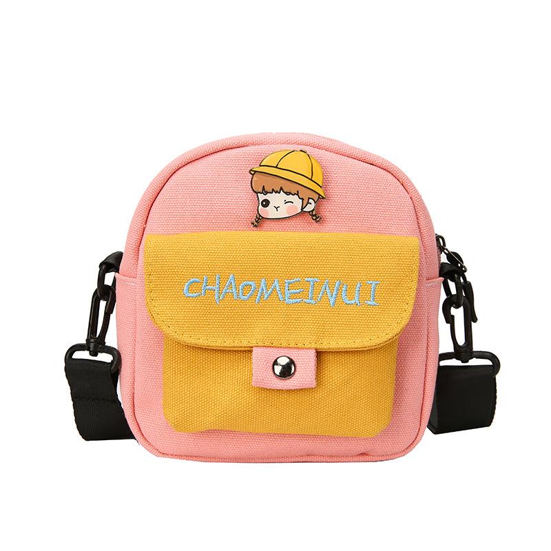 Fashion 2025 summer new women's bag single shoulder crossbody zipper canvas sewing line cartoon animation single